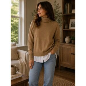 KF/KAUFMANFRANCO‎ Sweater Women Medium Camel Mixed Media Layered Preppy Academic
